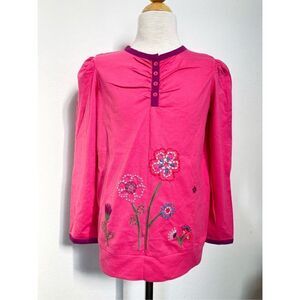 NEW Hanna Andersson Girls 8 (130) Floral Embroidered Knit Top